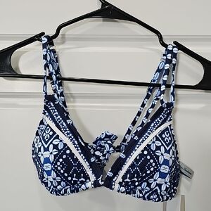 Tommy Bahama Navy and White Bikini Top